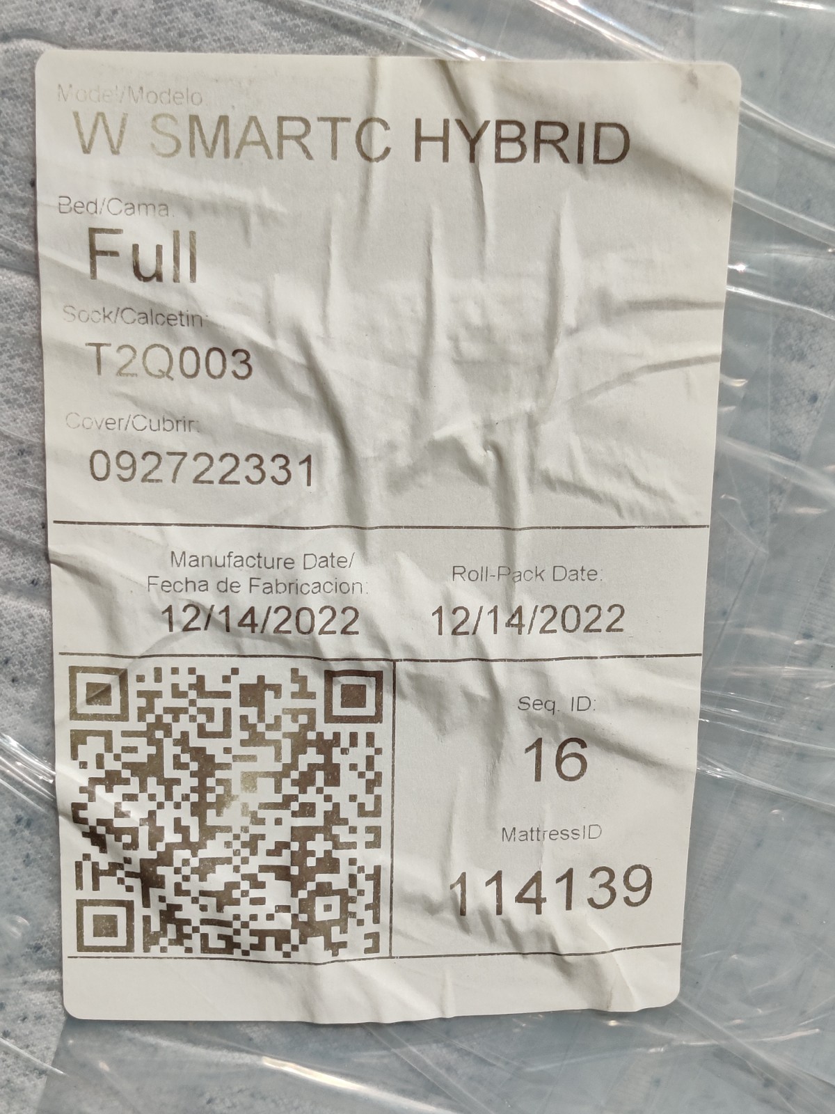 CASPER MATTRESS: 2019 Wave Hybrid Mattress, FULL SIZE ~ LOCAL PICKUP ONLY