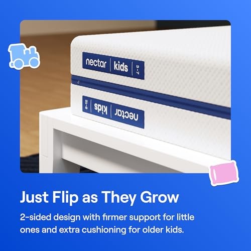 Nectar Kids 8” – 2-Sided Design for Growing Children – Pressure Twin Mattress