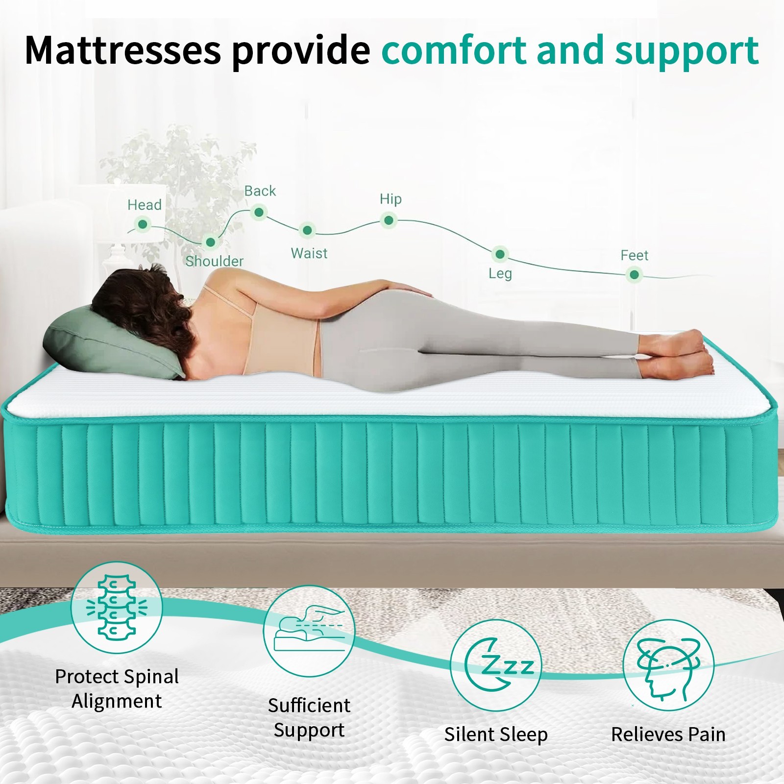 12″ Full Queen King Size Cooling Gel Memory Foam Hybrid Spring Mattress In a Box