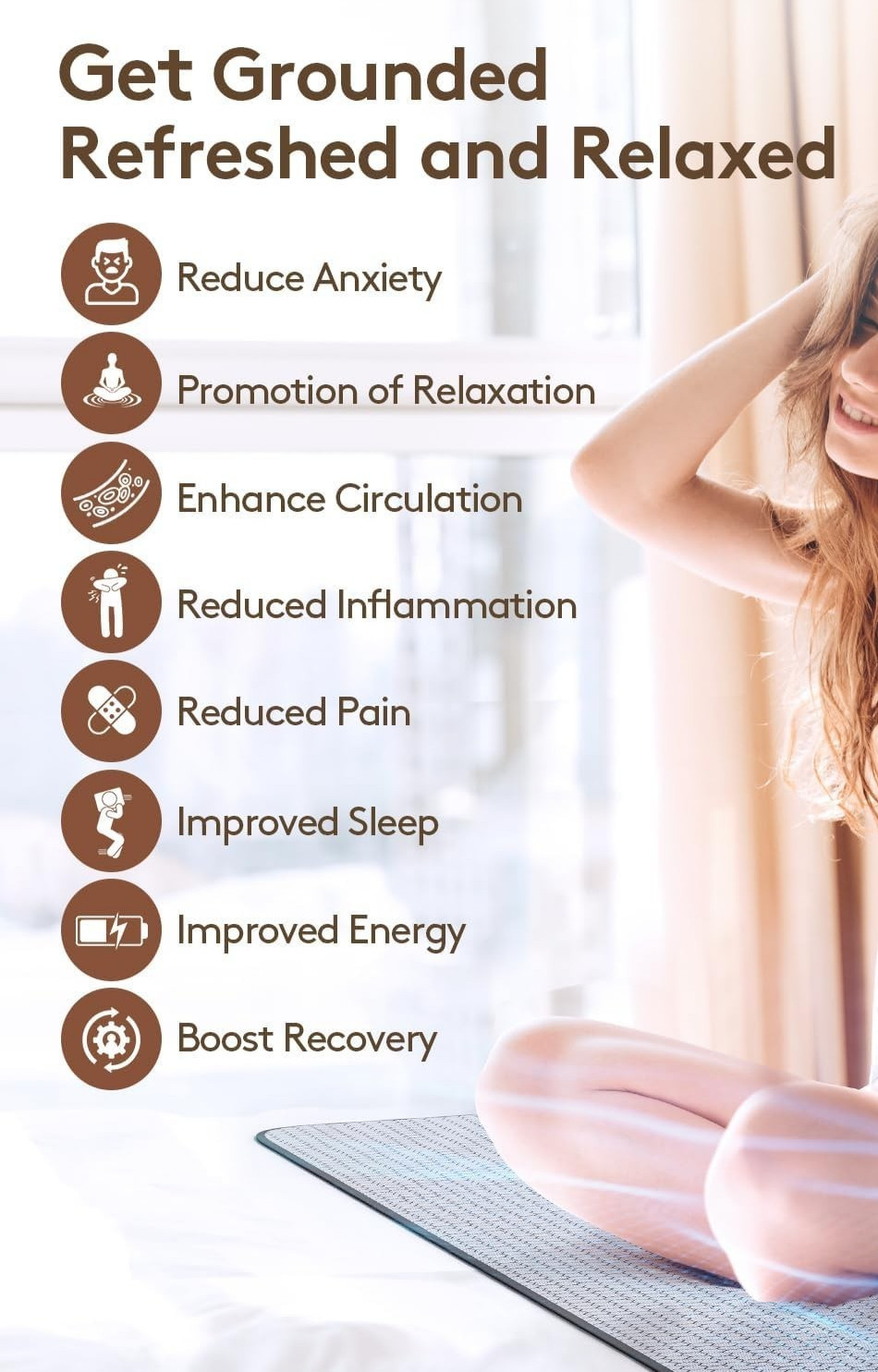 Graphene Grounding Mat for Bed Queen, Sleep Pain Relief, Anxiety Reduce, Energy