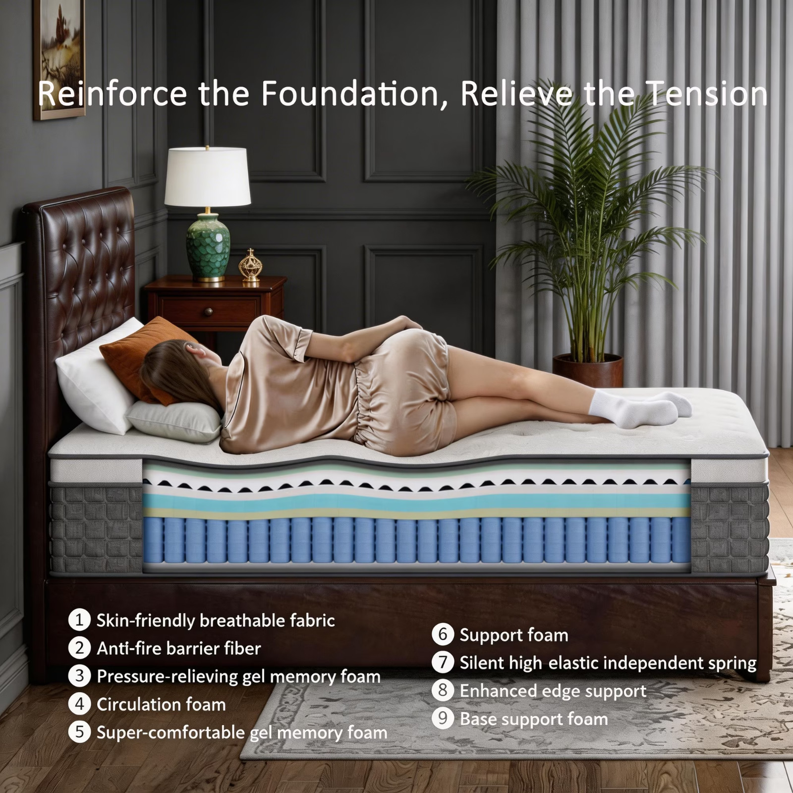 12″ Twin Size Mattress Firm Hybrid Cooling Gel Memory pocket coils