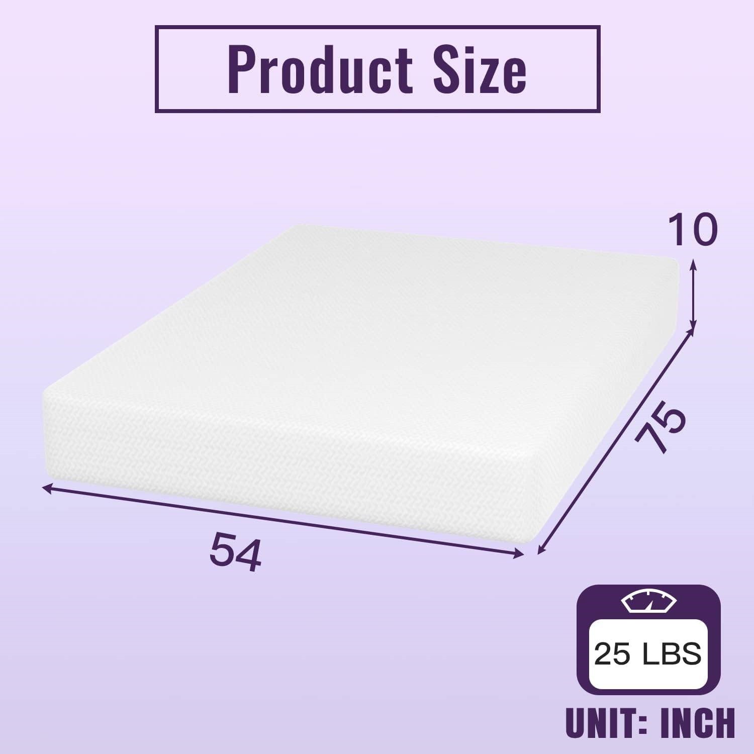 Full 10in Charcoal Memory Foam Mattress with Removable Cover
