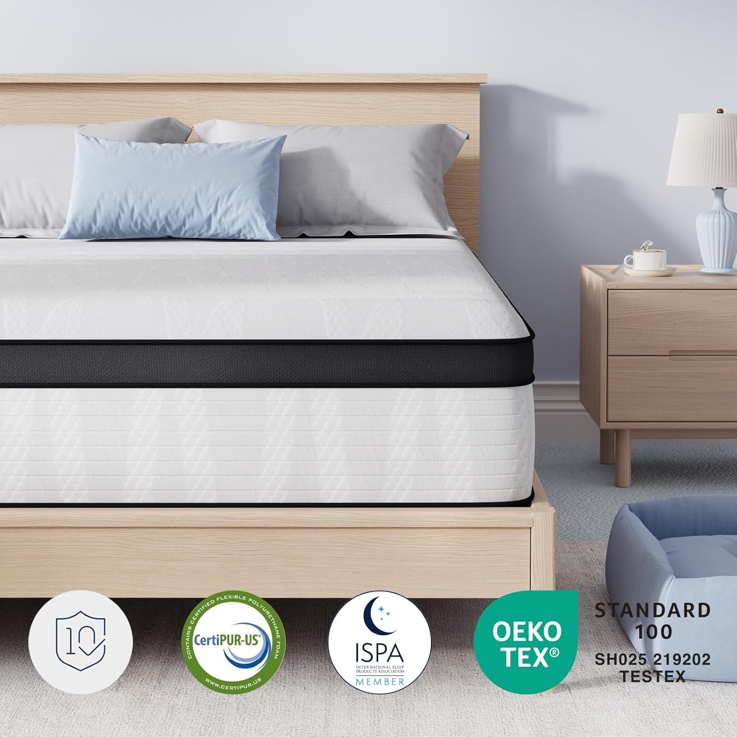 Twin Mattress, 10 Inch Twin Size Hybrid Mattress in a Box, Medium Firm Bed wi…