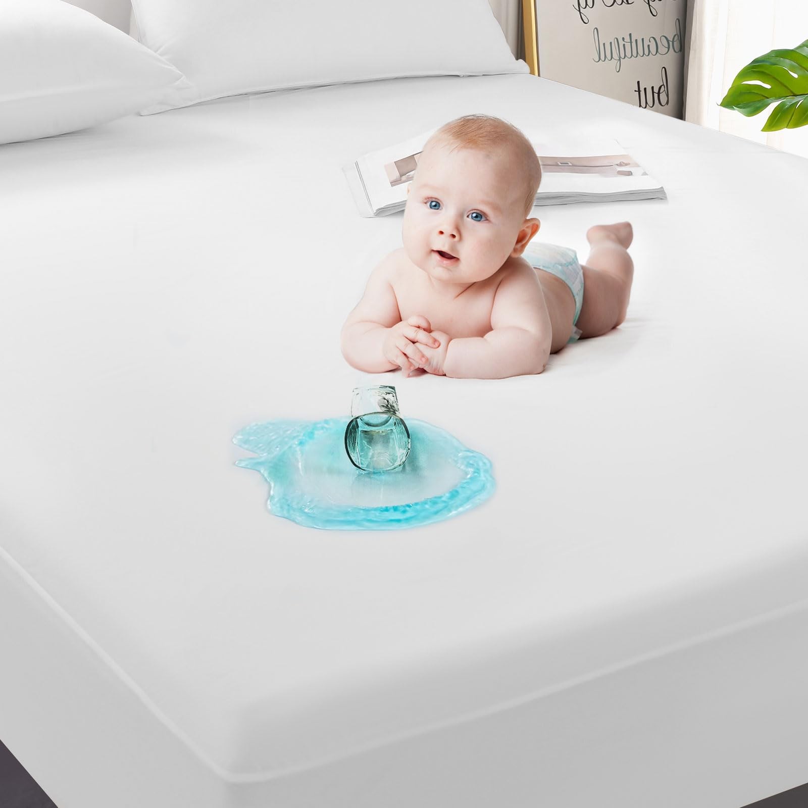 GRT 1 Pack 100% Waterproof Mattress Protector Cal King California King, White