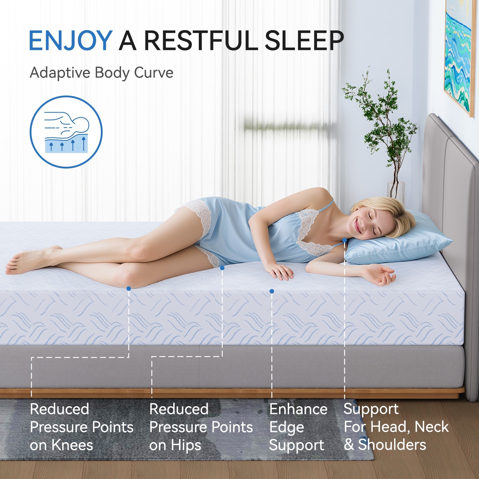 California King Mattress 8″ Gel Memory Foam Mattress in a box with Washable Cove