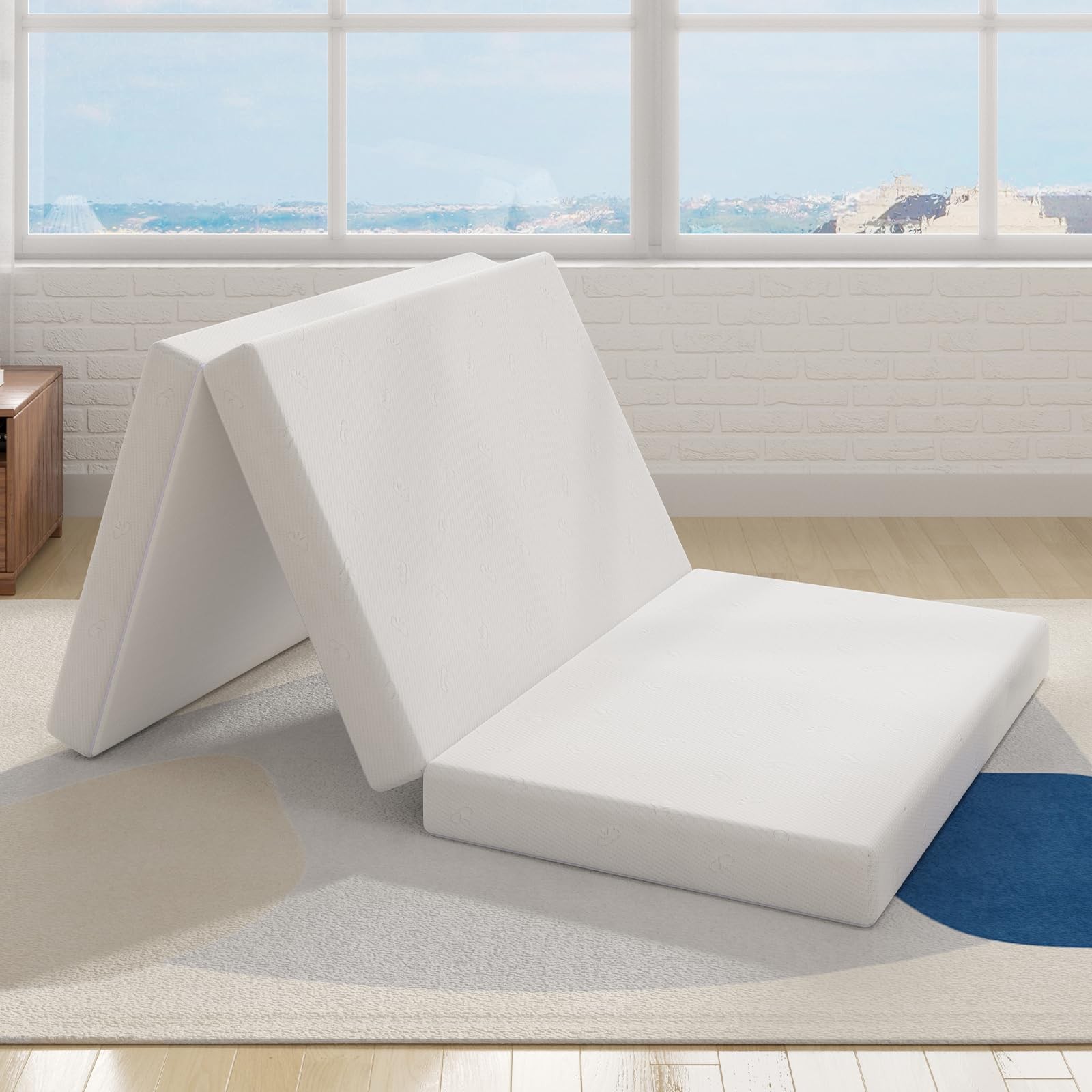 Folding Mattress, 4 Inch Trifold Mattress, Queen Size Folding Mattress for In…