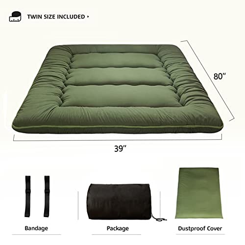 Futon Mattress Size Japanese Floor Mattress, Thicken Tatami Mat Twin Green