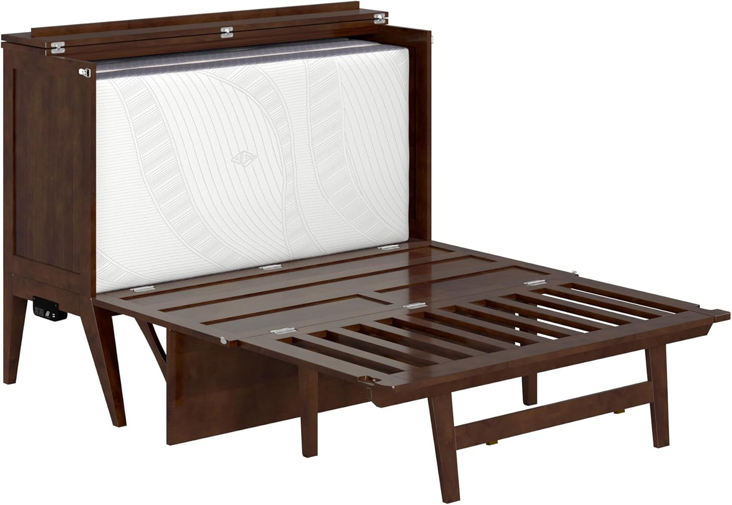Northampton Murphy Bed Desk with Memory Foam Mattress & USB Charger, Walnut