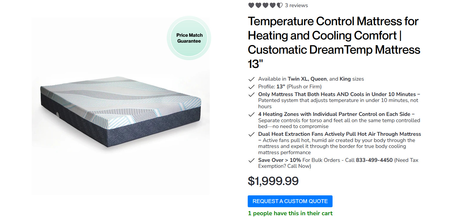 DreamTemp by Customatic Technologies Queen Mattress