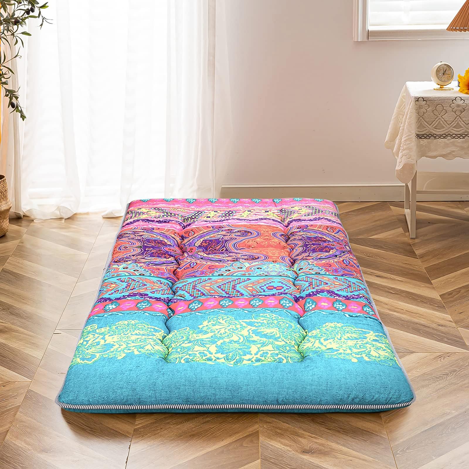 Bohemian Floor Bed, Japanese Futon Mattress, Narrow Twin Single Bed, Foldable…