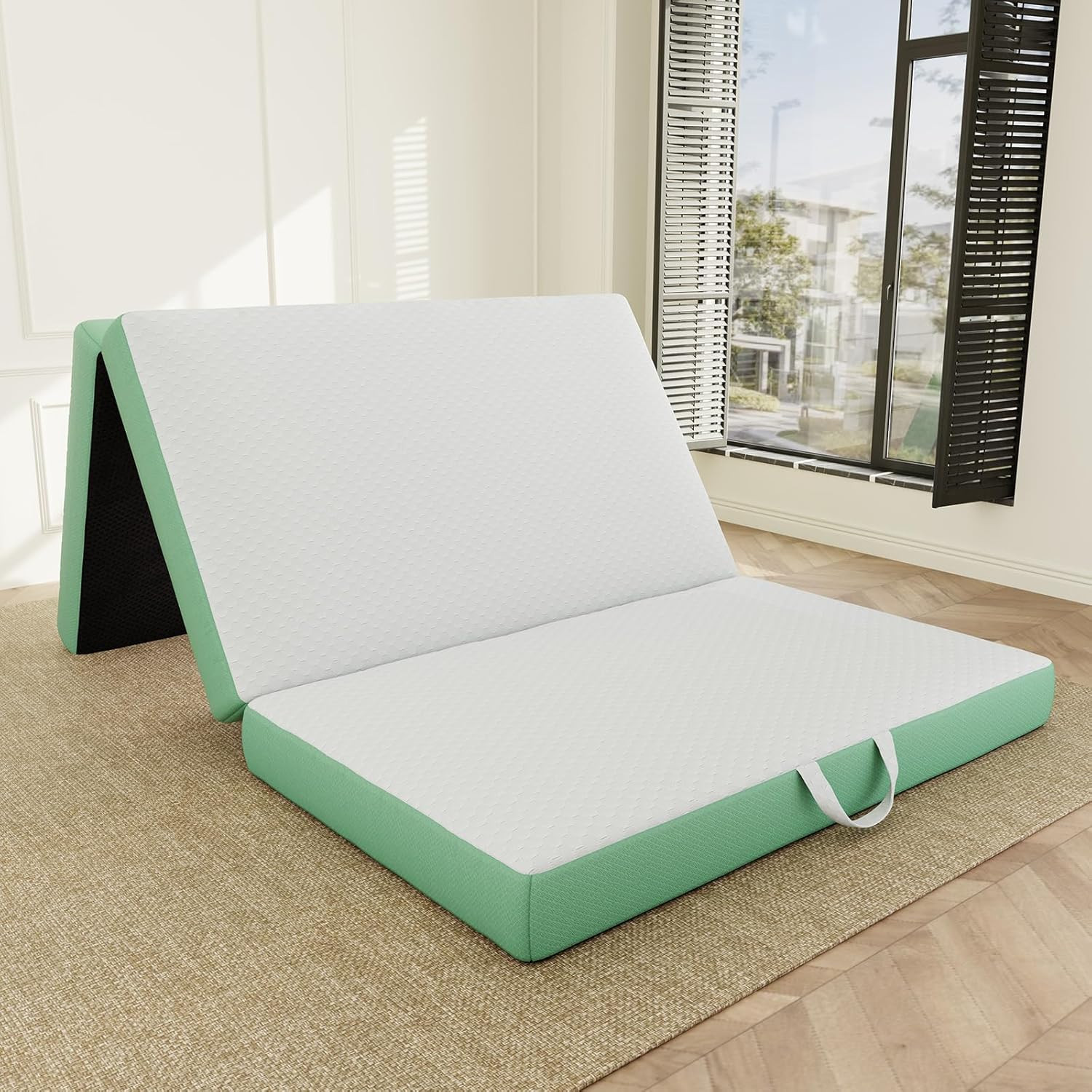 Memory Foam Trifold Mattress, Full Portable Floor Bed 6 Inch, Foldable Mat with