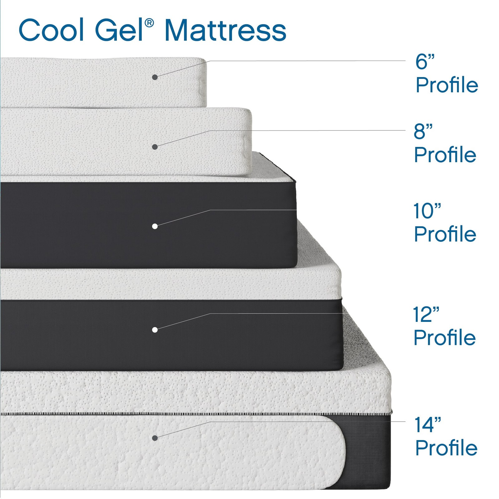 Cool Gel 10″ Twin-XL Medium Tight Top Gel Memory Foam Mattress, Grey