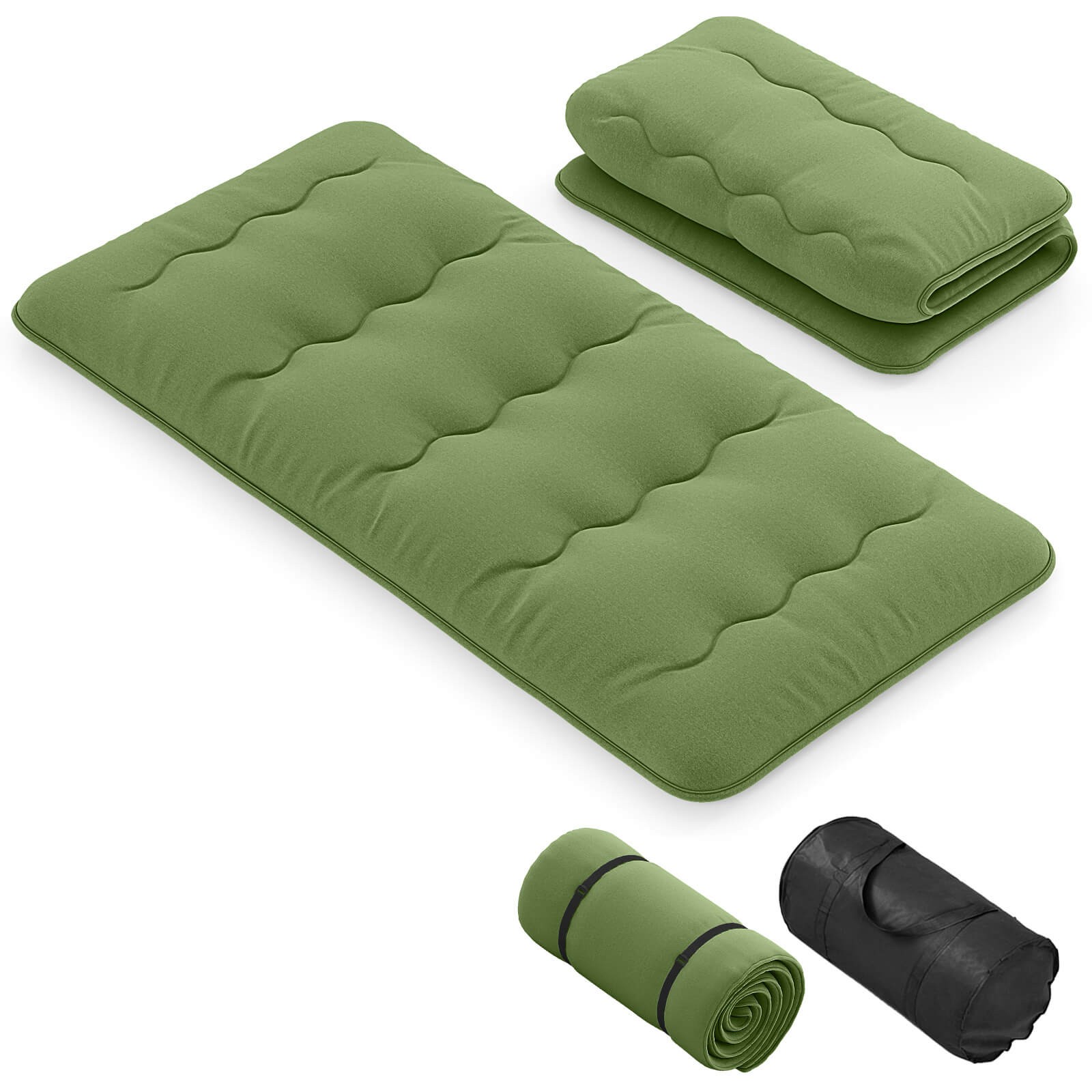 Twin Futon Mattress Japanese Floor Sleeping Pad Washable Cover Carry Bag Green