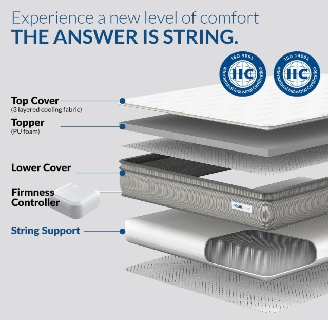 String Mattress Queen Size – Extra Firm Mattress with No Spring and 3D String Te