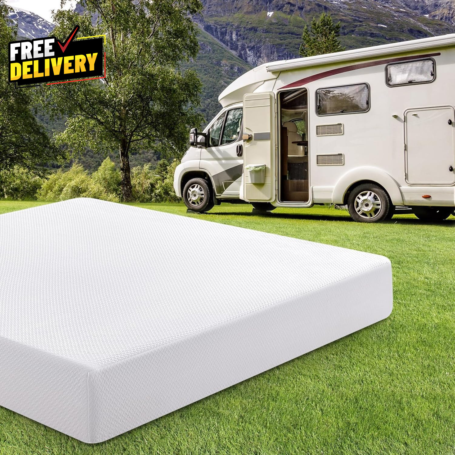 Short Queen RV Mattress 10 Inch with Tencel Cover Premier Cooling Green Tea/G…
