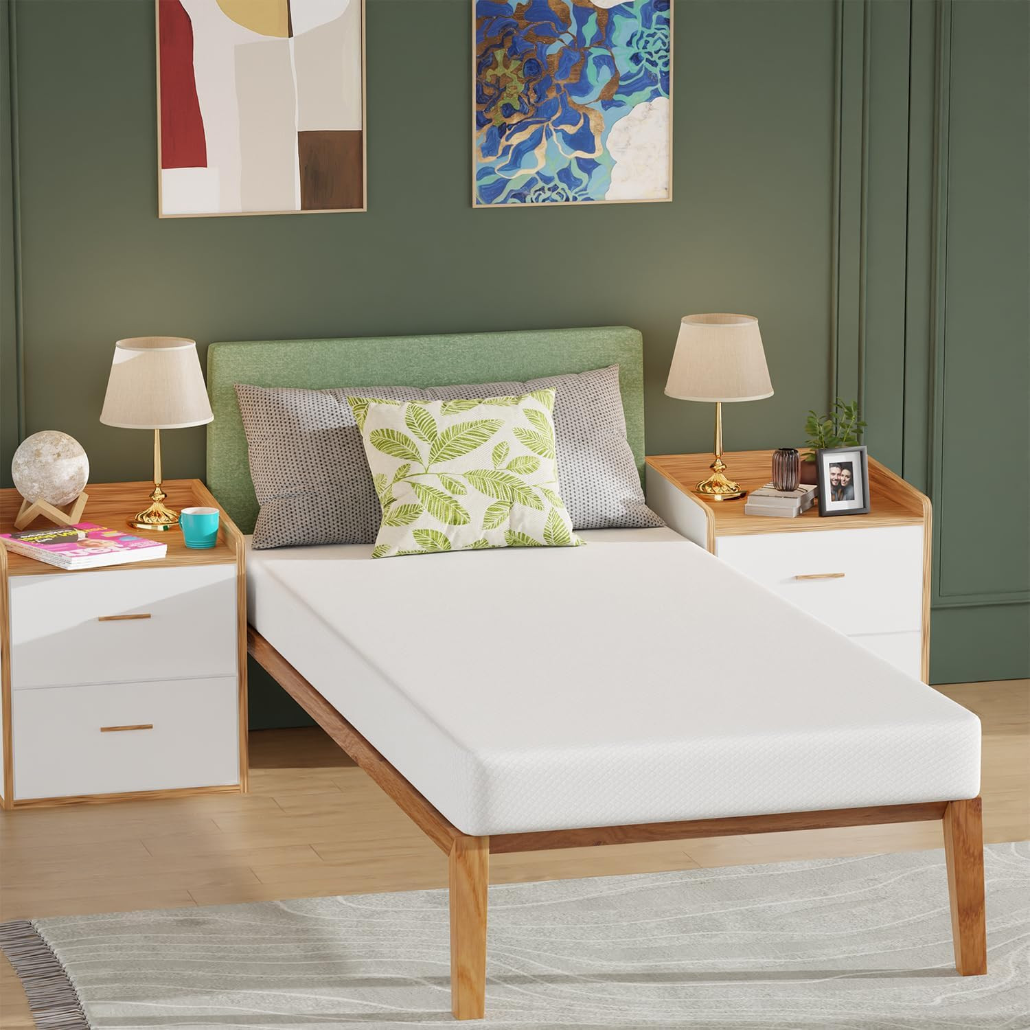 | 6 Inch Twin XL Mattress | Gel Memory Foam | Medium Firm Feel | White | Bed in