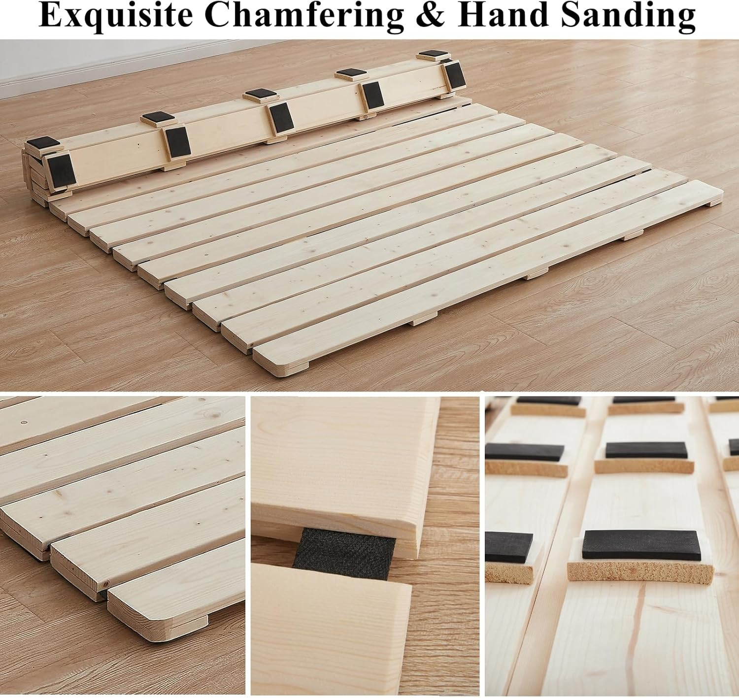 Foldable Wooden Tatami Bed Plate – Breathable Queen Floor Mattress