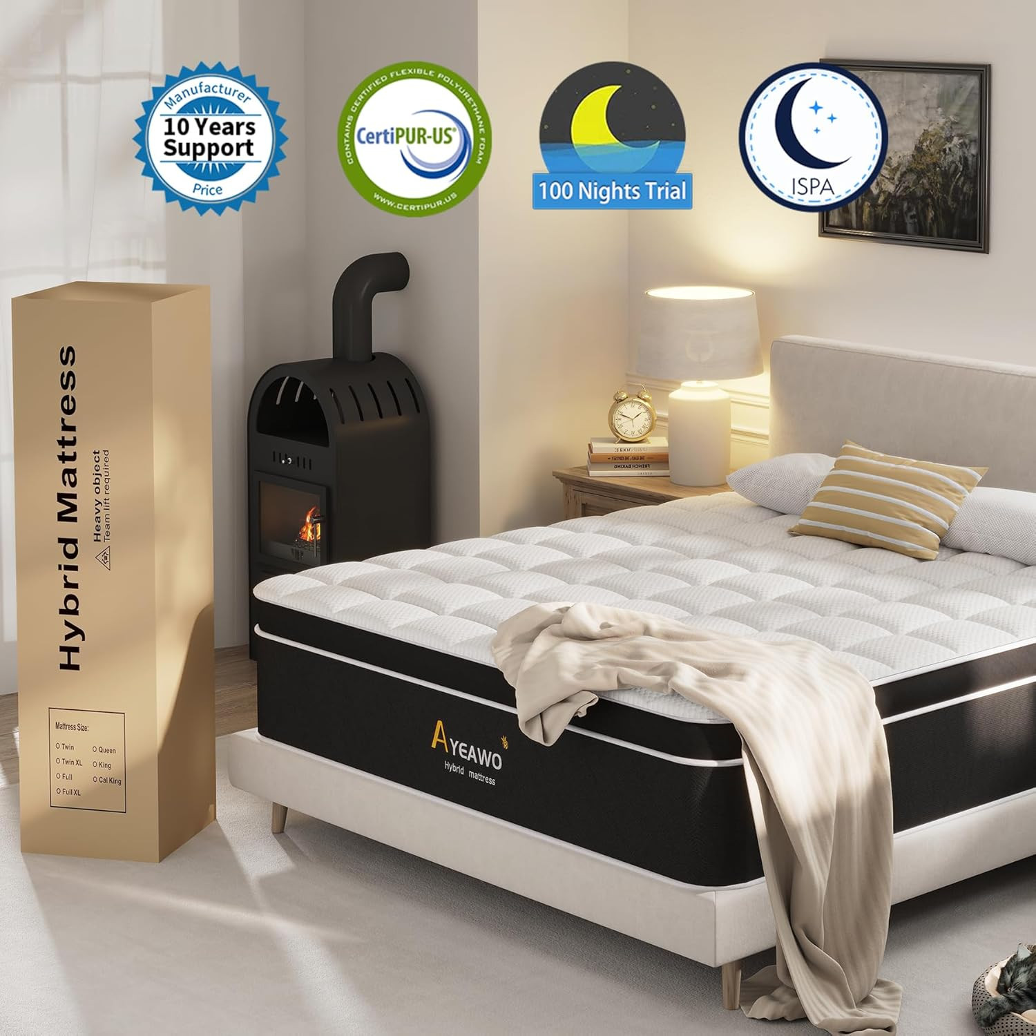 Twin 12″ Hybrid Mattress Cooling Gel Memory Foam Bed