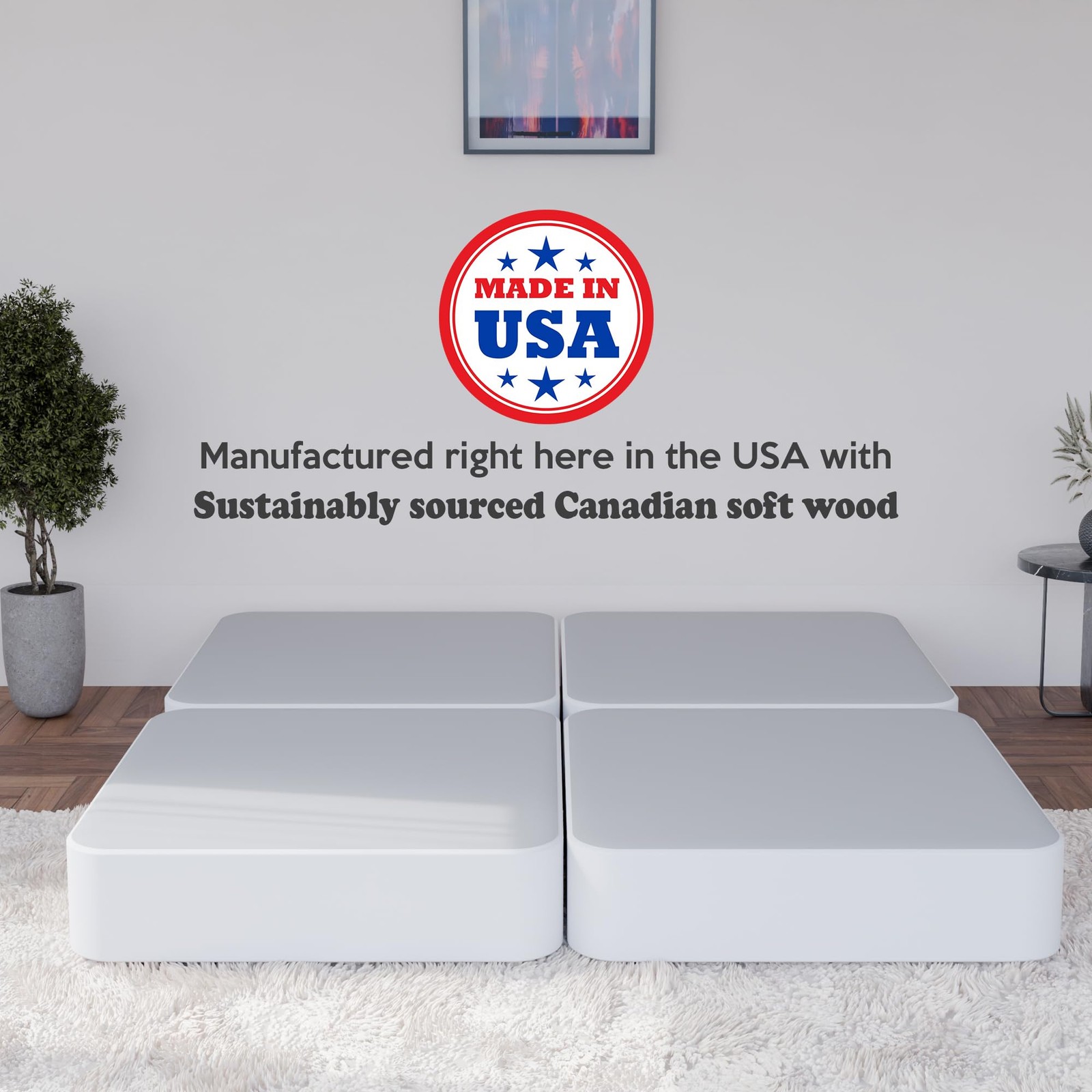 , 4-Inch Sturdy Spring for Mattress -Durable and Fully Assembled, Natural Woo…