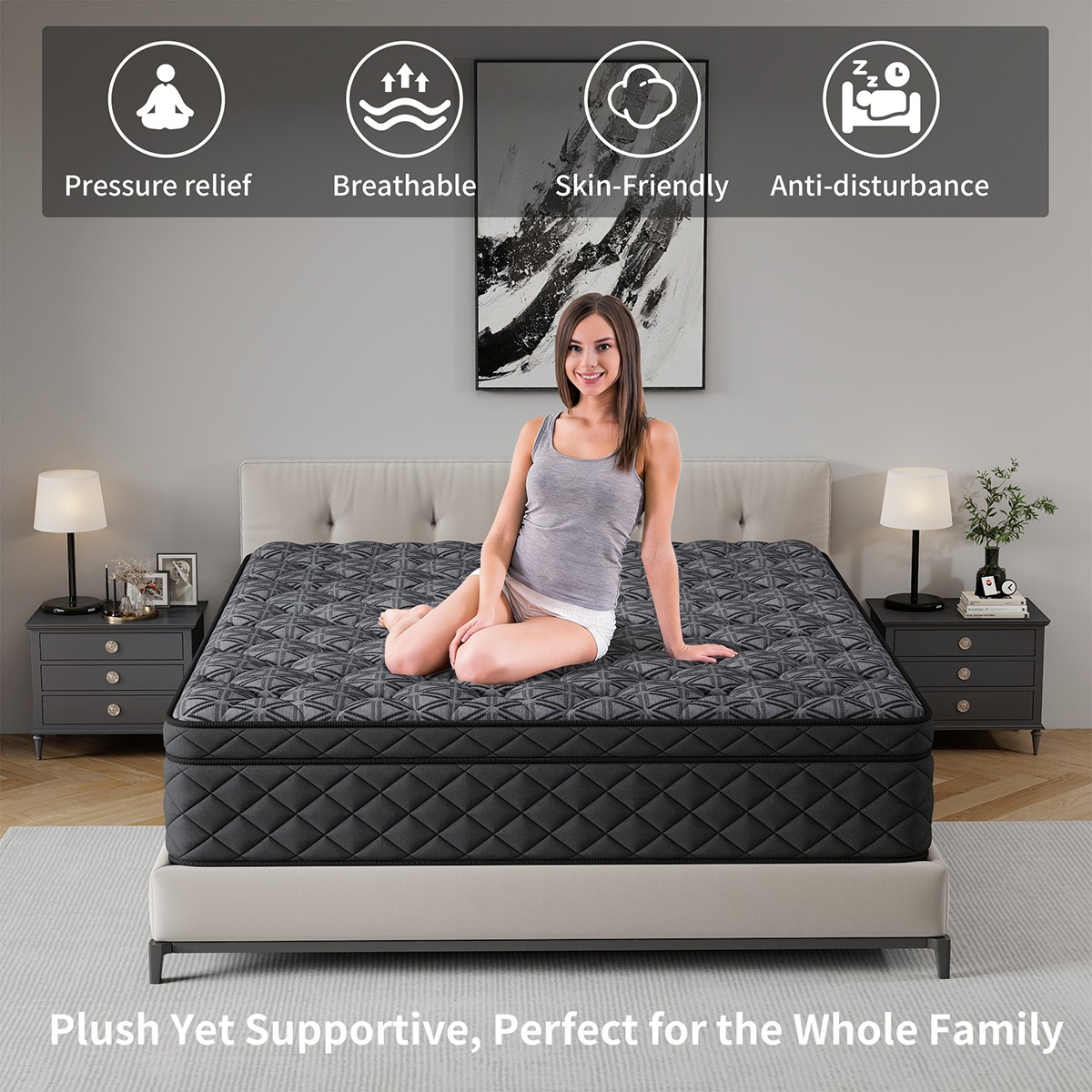 12″ 14″ Twin Full Queen King Mattress Gel Memory Foam Hybrid Spring in a Box