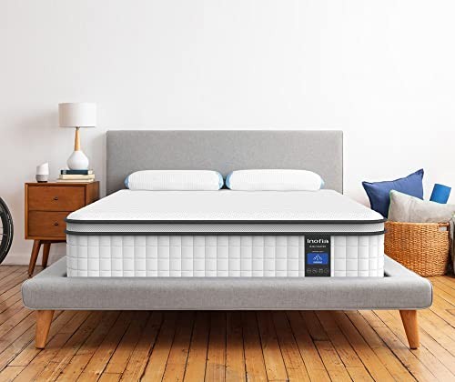 INOFIA 8-INCH TWIN XL COMFORT HYBRID MATTRESS – BLACK/WHITE