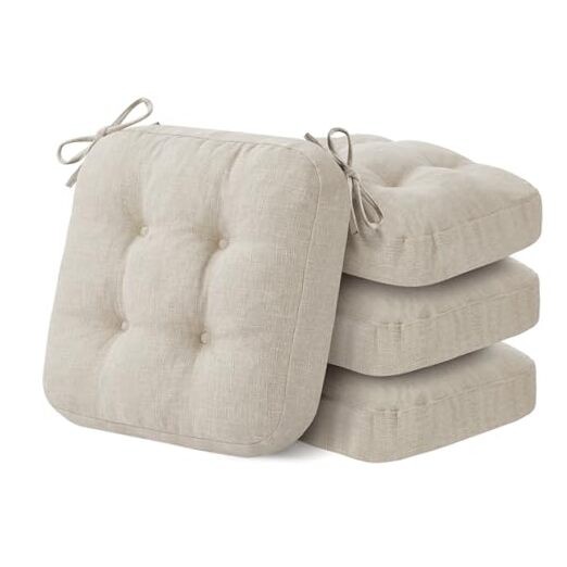 Chair Cushions, Memory Foam Dining Chair Cushions, Tufted Pack of 4 Beige