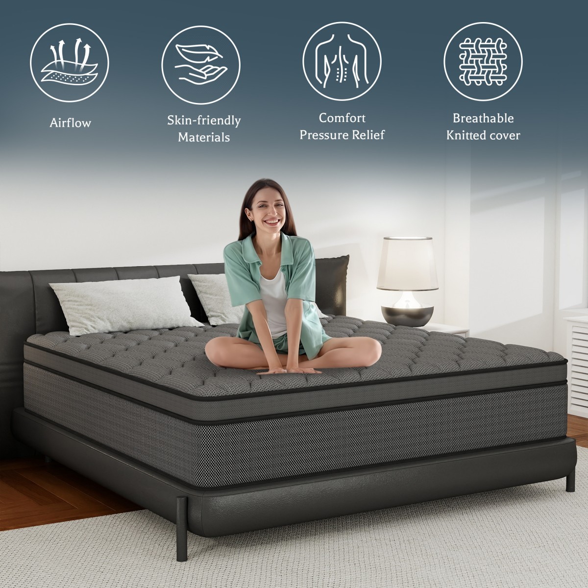 8″/12″/14″ Gel Memory Foam Mattress Pocket Spring Twin Full Queen King in a Box