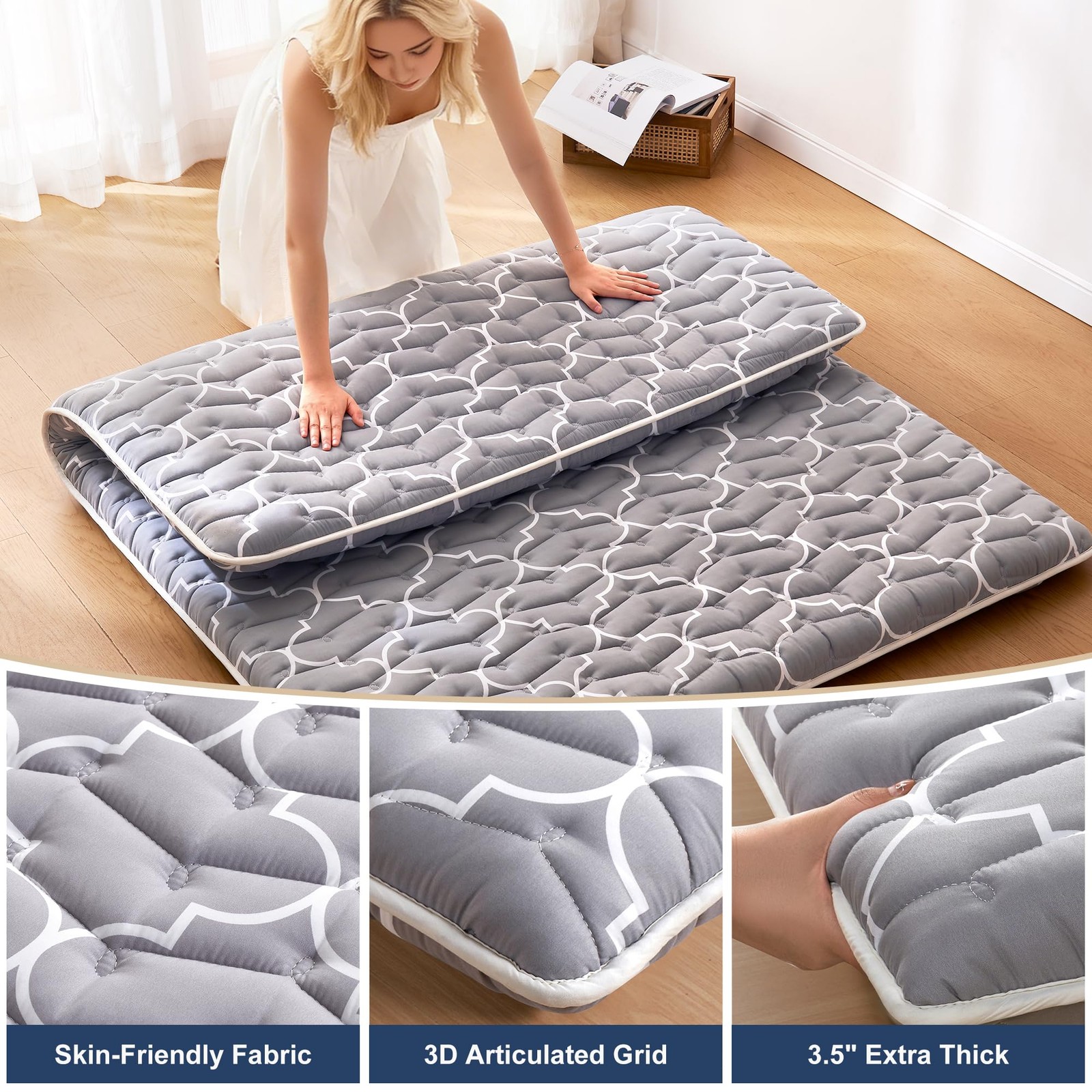 6th Generation Japanese Floor Futon Mattress – Extra-Thick 9-Layer Modern Fut…