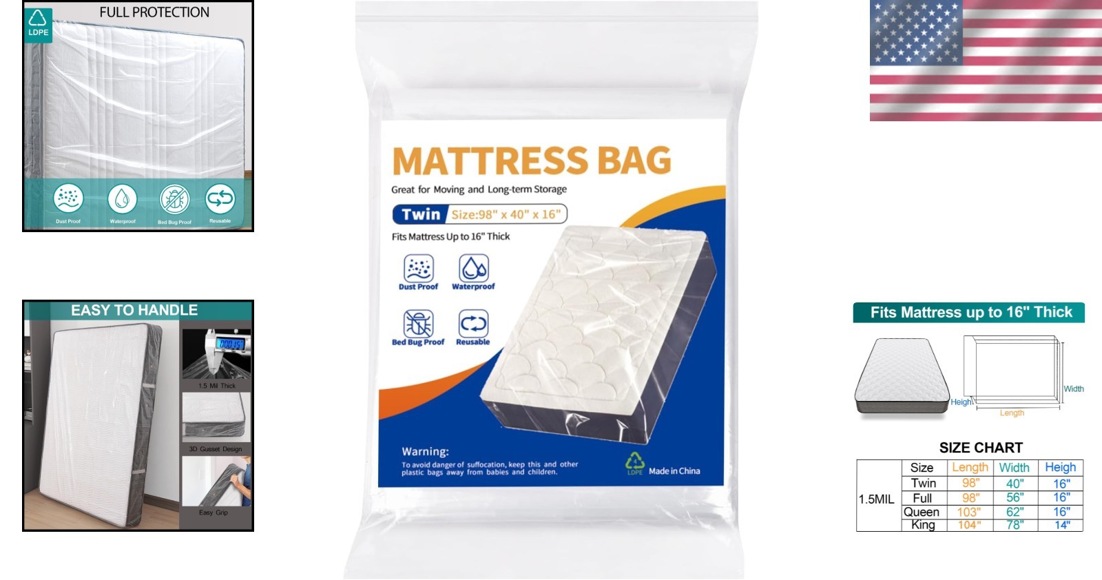 Clear Twin Mattress Bag – Heavy-Duty Waterproof Cover for Safe Moving & Storage