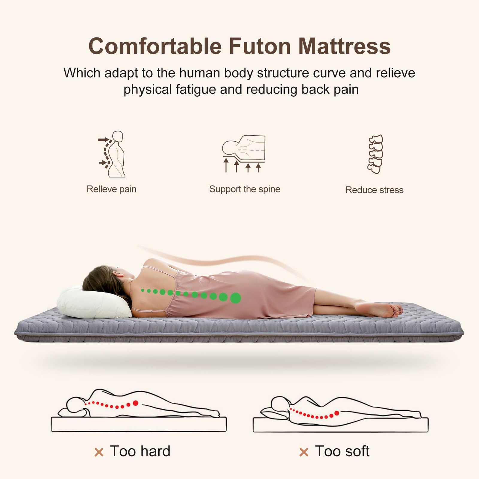Full Size Floor Mattress 54×80 inch High Density Foam Foldable Tatami Sleeping P