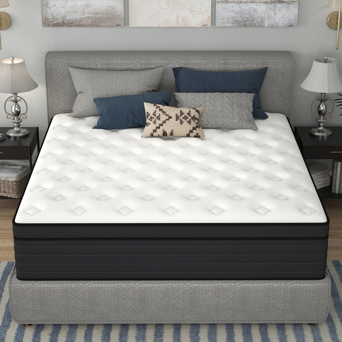 10″ 12″ 14″ Gel Memory Foam Spring Hybrid Mattress Twin Full Queen King In a Box