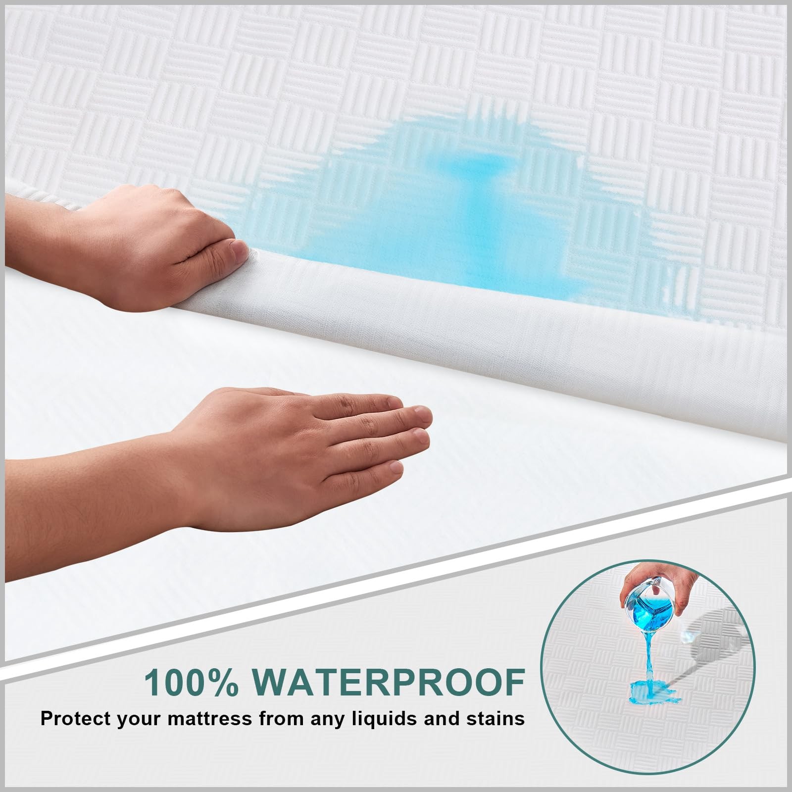 100% Waterproof Queen Mattress Protector, Breathable Cooling 3D Queen, White