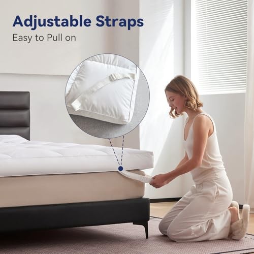 Dual Layer 5 Inch Goose Feather Mattress Topper Size, 4 Inch Goose Queen White