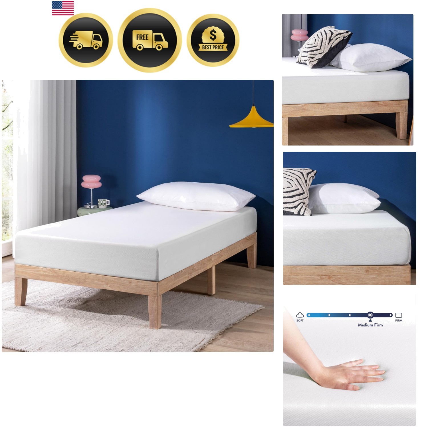 8 Inch Memory Foam Mattress, Medium Firm, Cooling Gel Infused, Certified Safe…