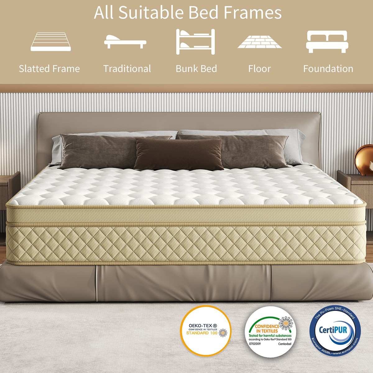 12″/14″ Hybrid Mattress in a Box Gel Memory Foam Spring Twin Full Queen King Bed