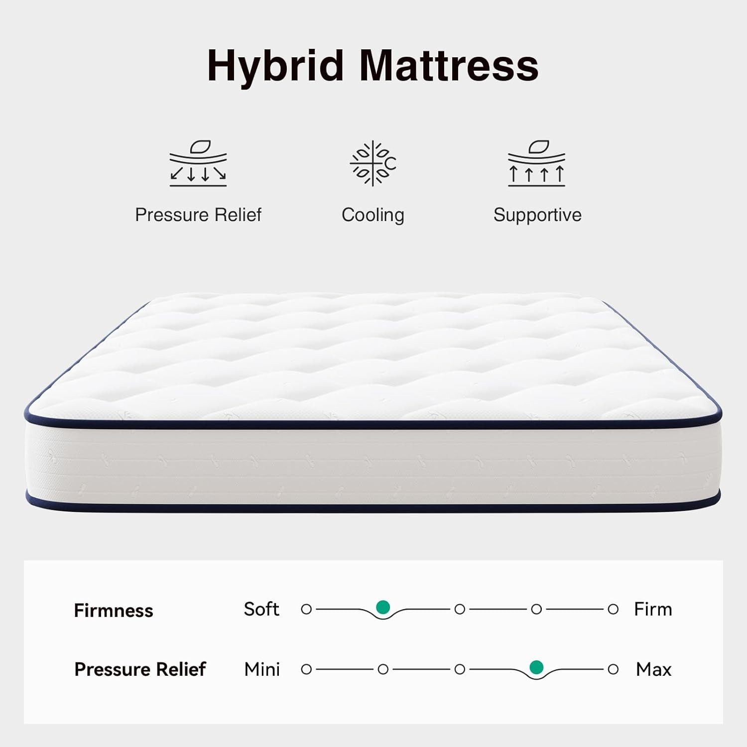 8 Inch Twin Mattress for Kids,Foam and Spring Hybrid Mattresses Twins for Comfor