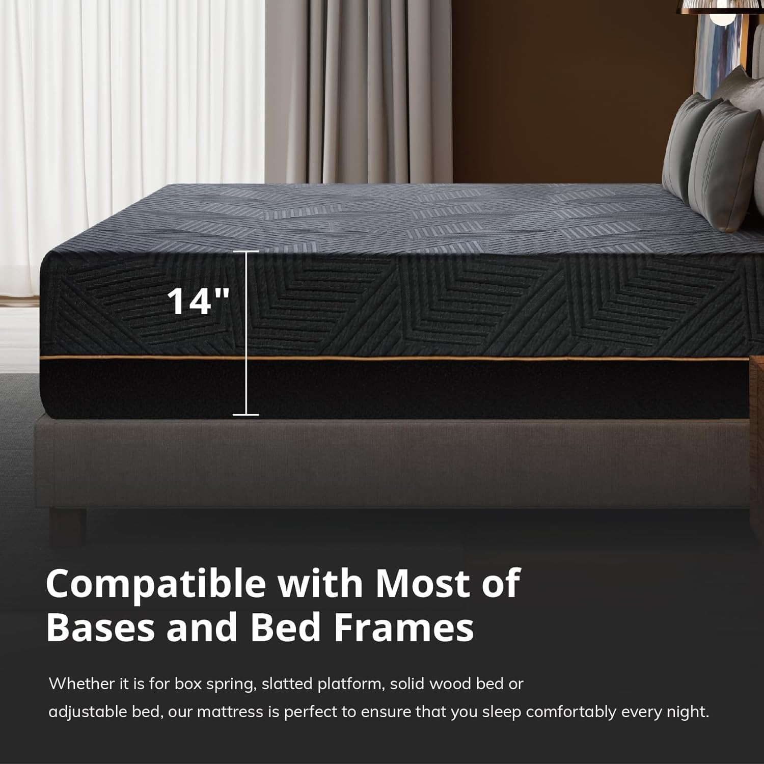 EGOHOME 14 Inch Firm King Mattress, Memory Foam Mattress with Cooling Cover, Bed