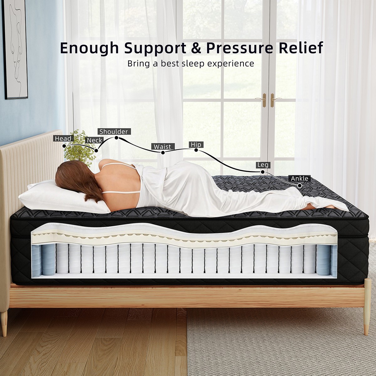 12″ 14″ Twin Full Queen King Mattress In a Box Pocket Spring Gel Memory Foam