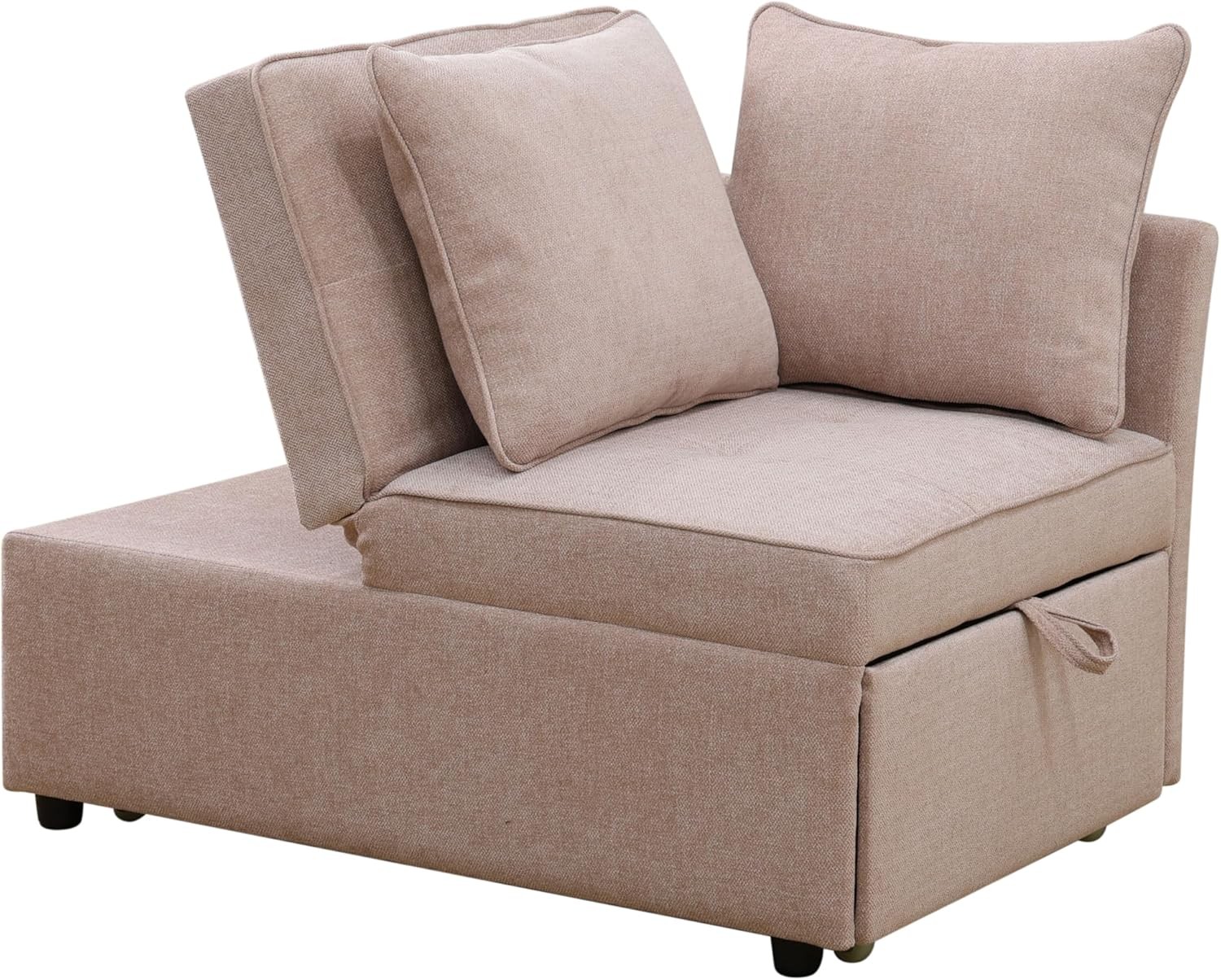 Sleeper Sofa, 4-in-1 Convertible Ottoman Couch Bed, Modern Sacloth Futon