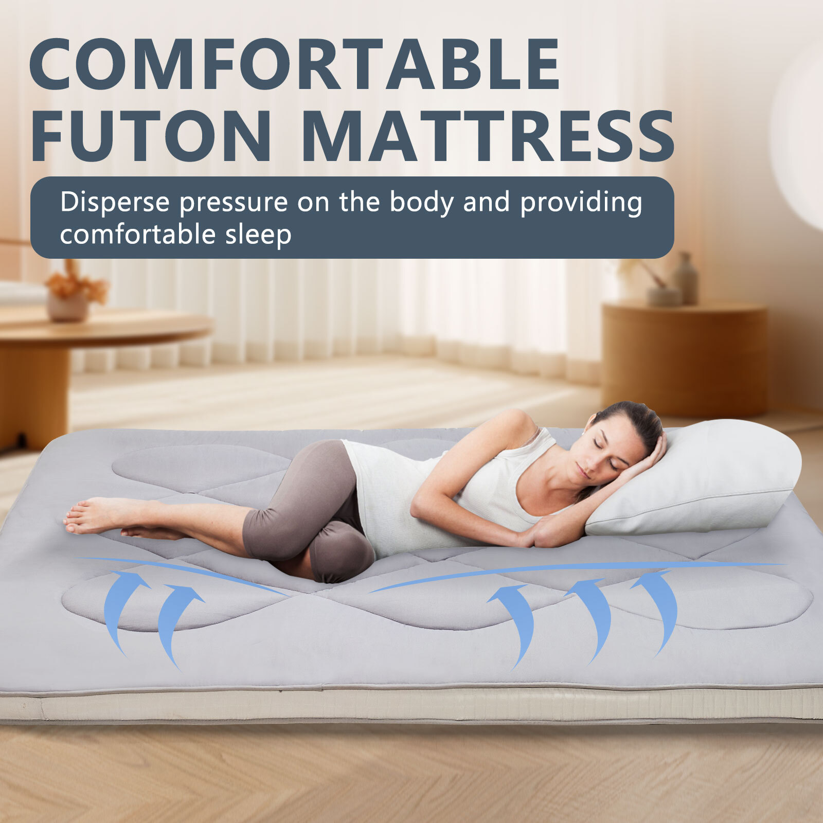 Lilypelle Japanese Floor Mattress Futon Mat Foldable Mattress Twin Full Queen 3″