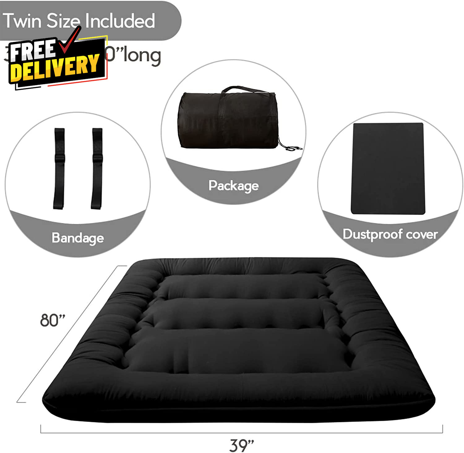 Japanese Floor Mattress Futon Mattress 4 Thicken Tatami Mat Sleeping Pad Fold…