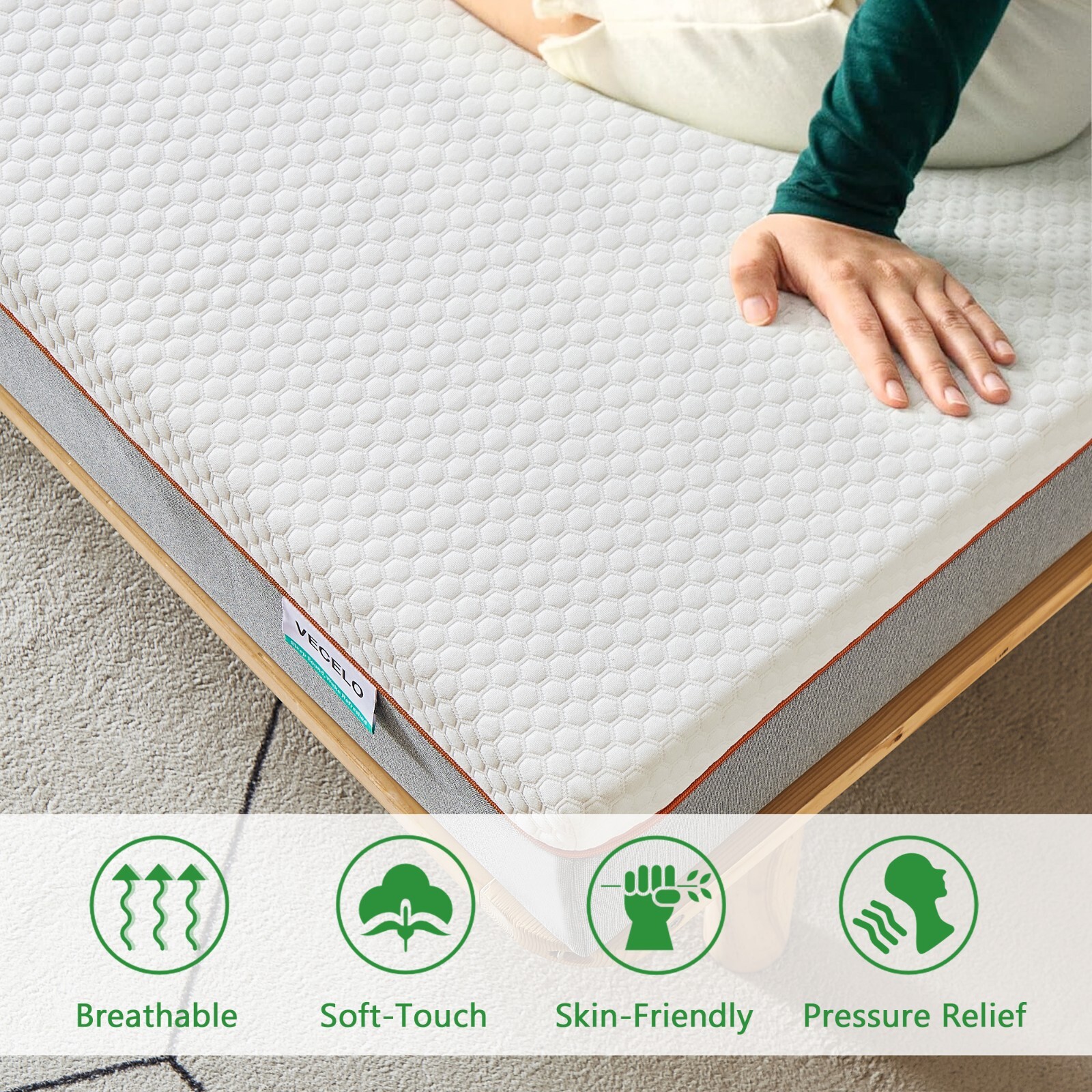 VECELO 8 Inch Mattress Charcoal Infused Memory Foam Medium Firm Pressure Relieve