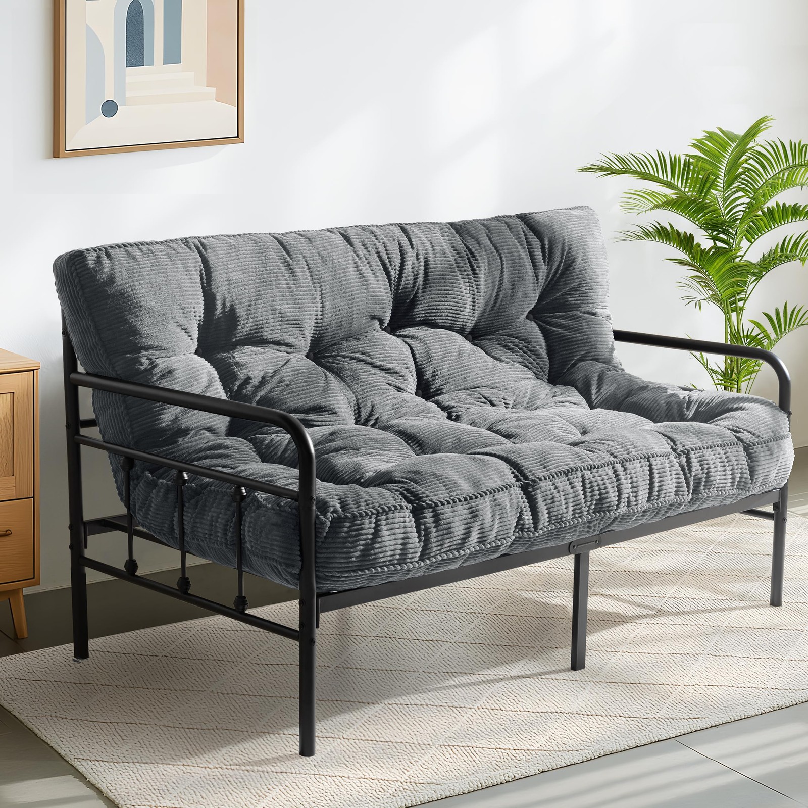 6″ Futon Mattress Full Size, Tufted Futons Sofa Couch Bed with Twisted Rope D…