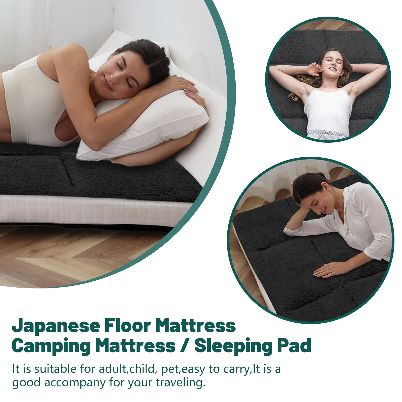 SUNYRISY 4 In Folding Mattress Foldable Sherpa Fleece Mattress 2-Use Tatami Mat