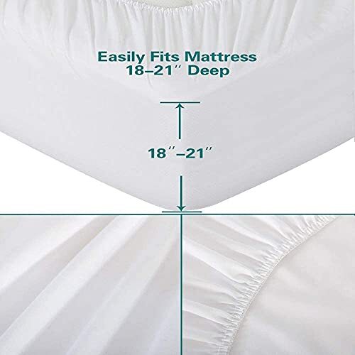 White King Fitted Sheet Only Deep Pocket for 18-21 inch Thick Mattress That S…