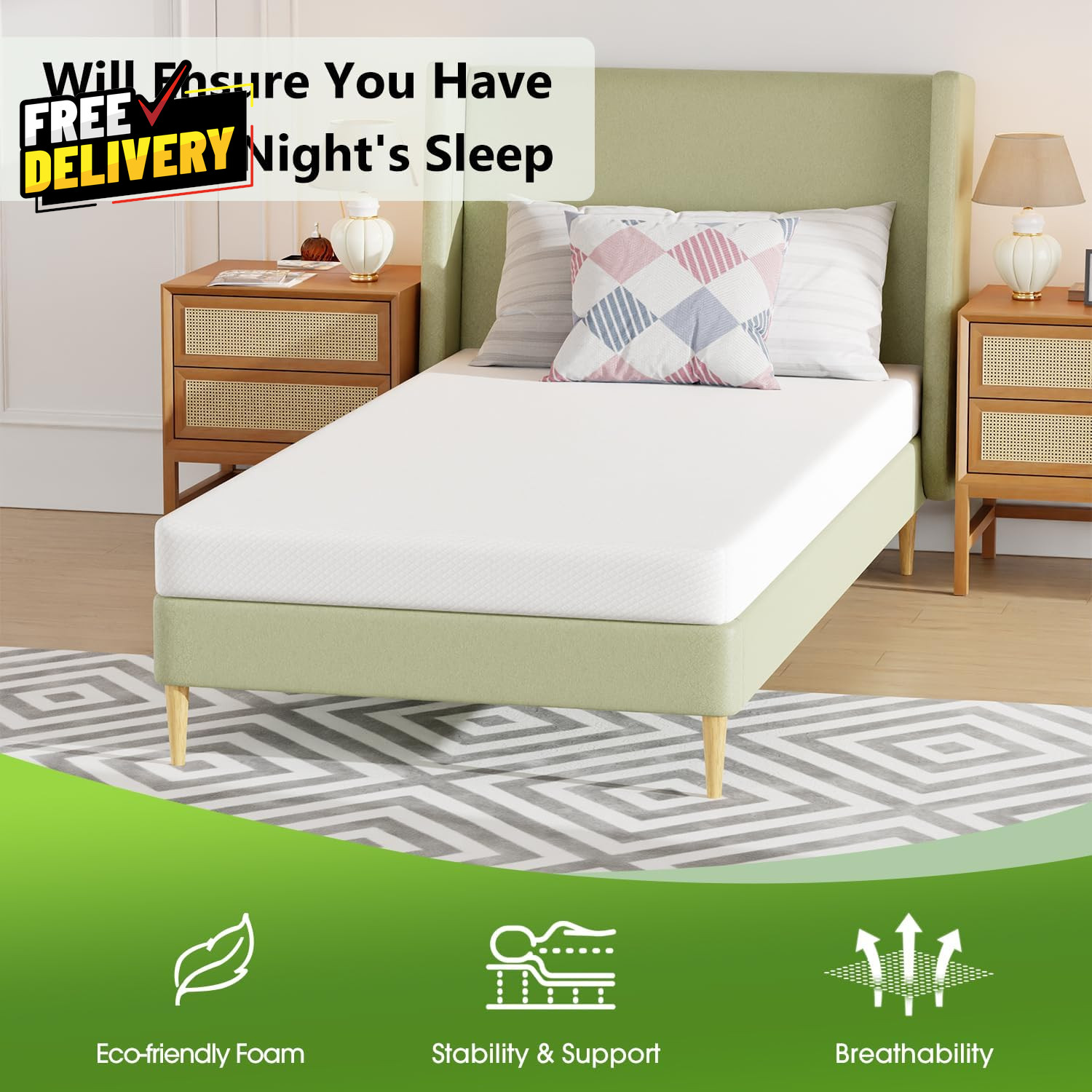 5 Inch Twin XL Gel Memory Foam Mattress Medium Firm Washable Cover CertiPUR-US