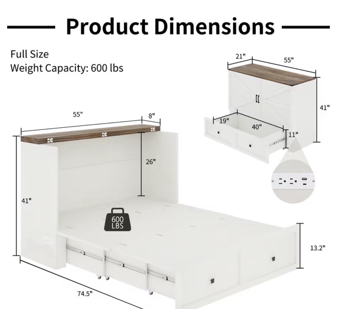 Murphy Bed with 6 Memory Foam Mattress