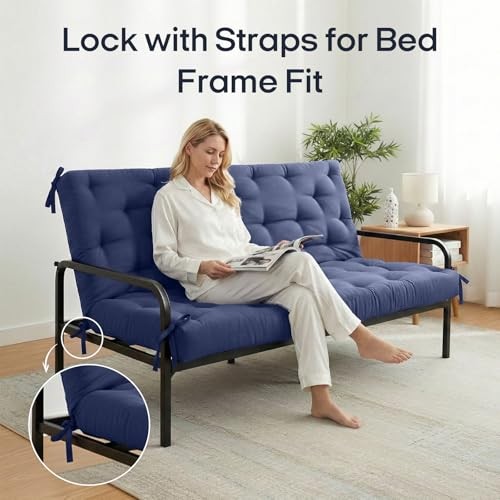 Water Resistant Japanese Futon Mattress, Queen(80″L x 60″W x 2.5″Th) Navy Blue