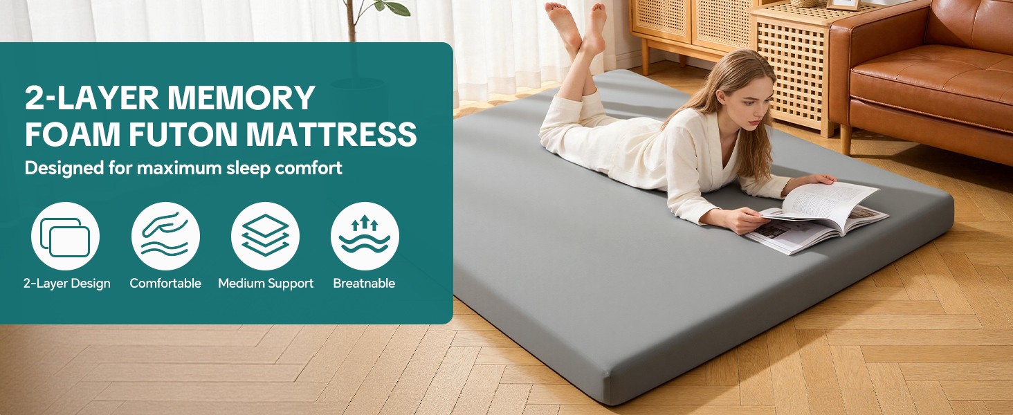 Japanese Floor Mattr Futon, 6″ Thi Tati Sleeping Pad with