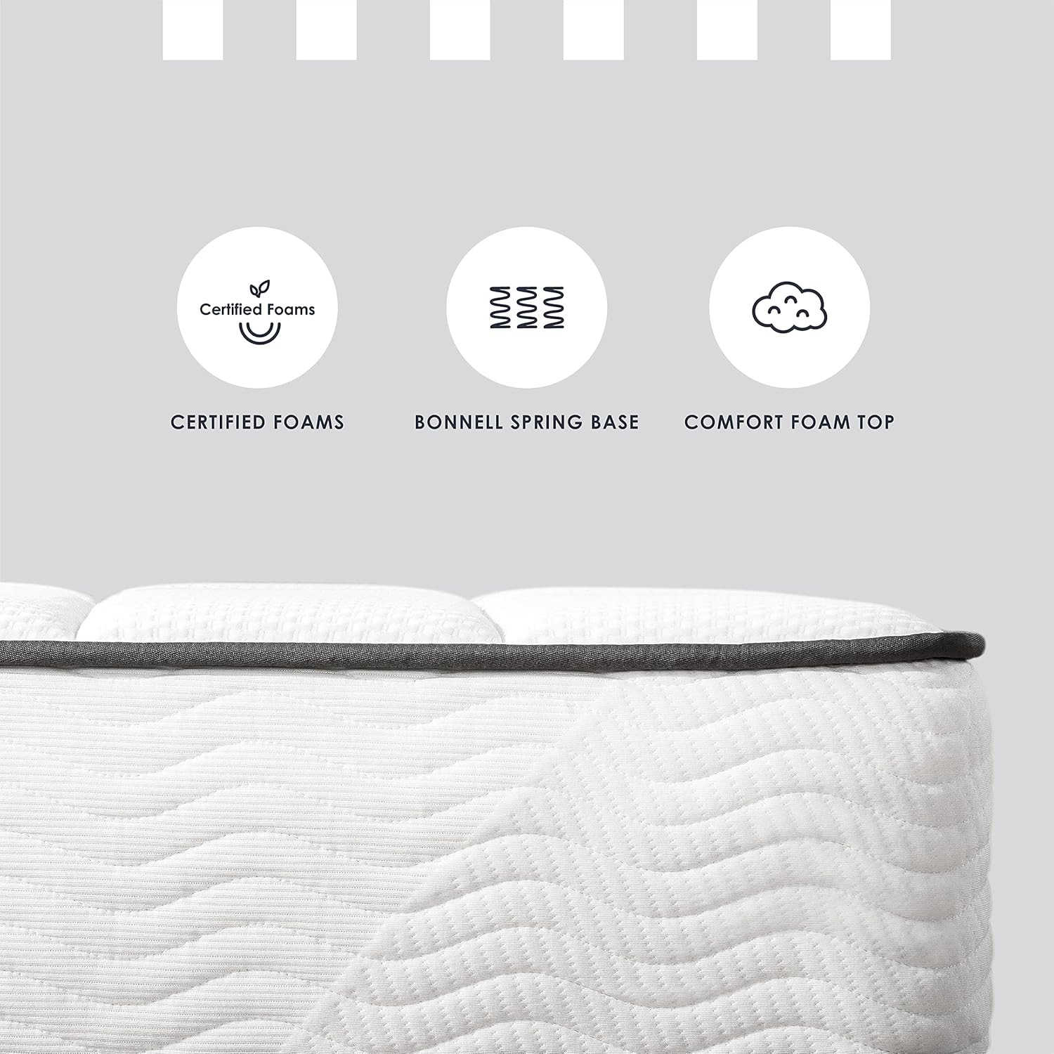 8 Inch Classic Bonnell Spring Mattress, Comfort Foam Top with Innerspring Base,